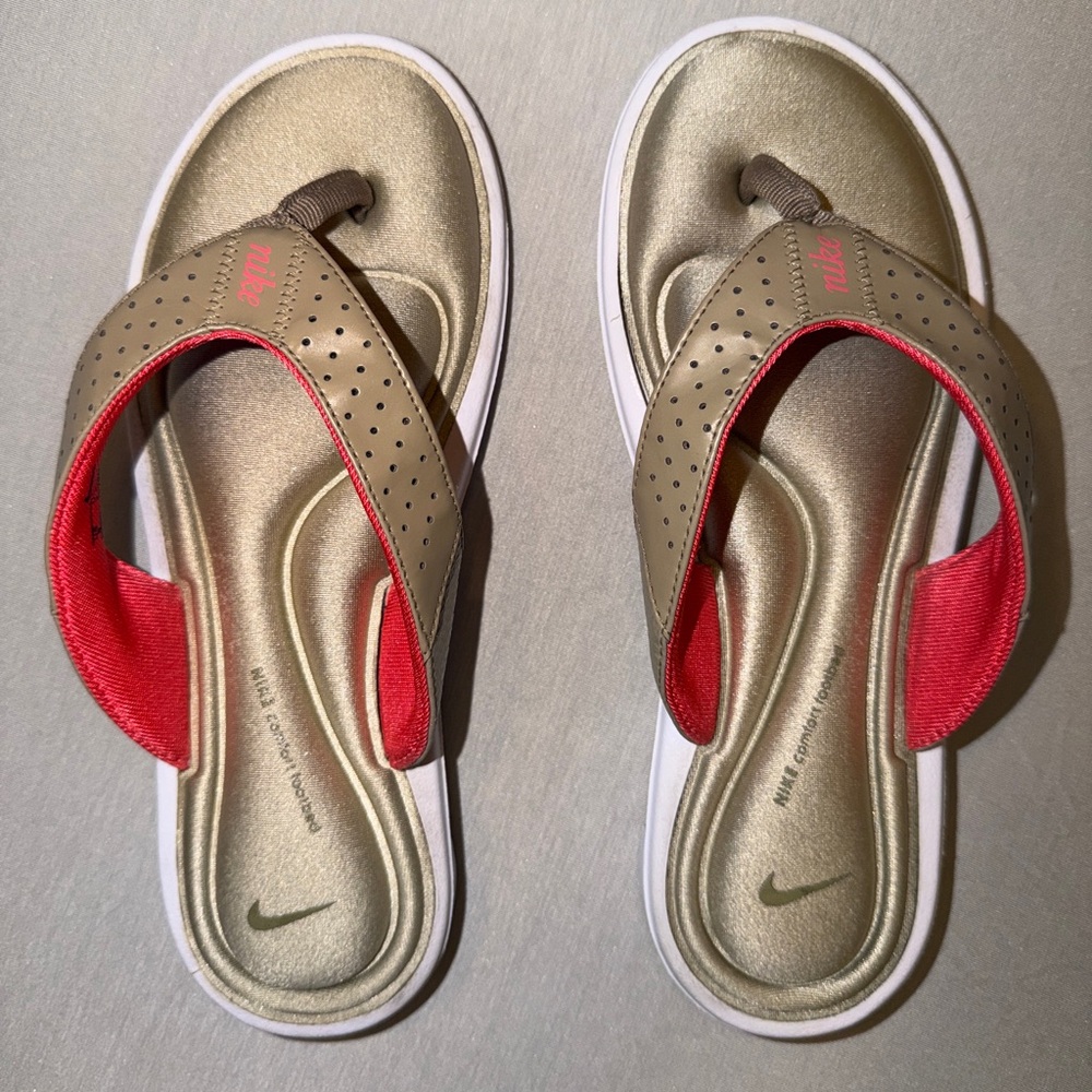 SOLD NFS  Comfort Cushioned Thong Sandals Beige pink White Women's Size 8